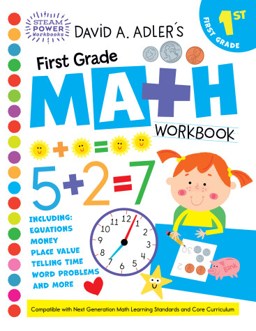 Book cover for David A. Adler's First Grade Math Workbook