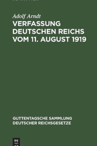 Cover of Verfassung Deutschen Reichs Vom 11. August 1919