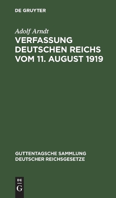 Book cover for Verfassung Deutschen Reichs Vom 11. August 1919