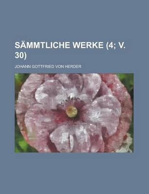 Book cover for Sammtliche Werke (4; V. 30)