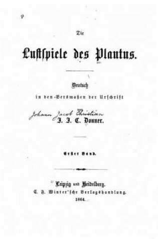 Cover of Die lustspiele des Plautus