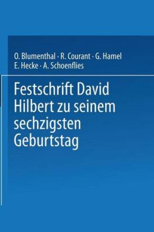 Cover of Festschrift David Hilbert Zu Seinem Sechzigsten Geburtstag Am 23. Januar 1922