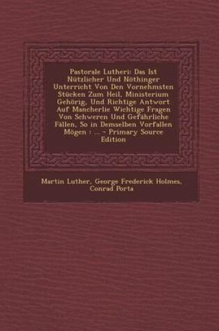 Cover of Pastorale Lutheri