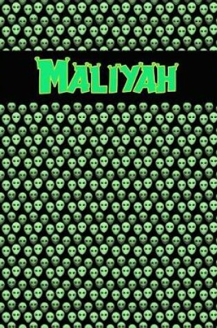 Cover of 120 Page Handwriting Practice Book with Green Alien Cover Maliyah