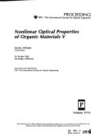 Cover of Nonlinear Optical Properties of Organic Materials