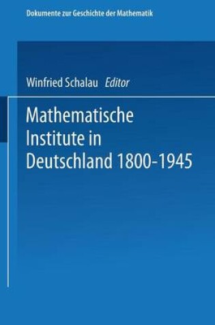 Cover of Mathematische Institute in Deutschland 1800-1945