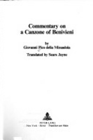 Cover of Commentary on a Canzone of Benivieni