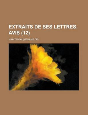 Book cover for Extraits de Ses Lettres, Avis (12)