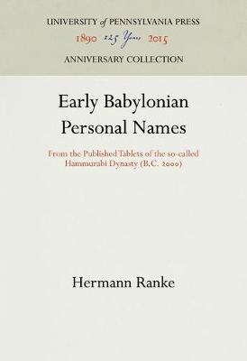 Cover of Early Babylonian Personal Names