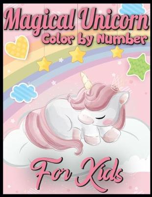 Book cover for magical Unicorn color by number for kids