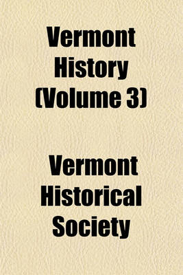 Book cover for Vermont History (Volume 3)