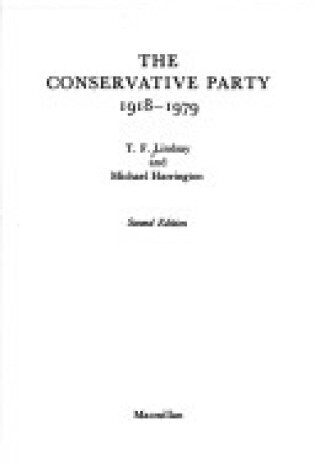 Cover of Conservative Party, 1918-79