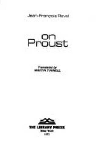 Cover of On Proust