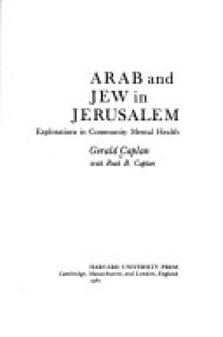 Cover of Arab and Jew in Jerusalem