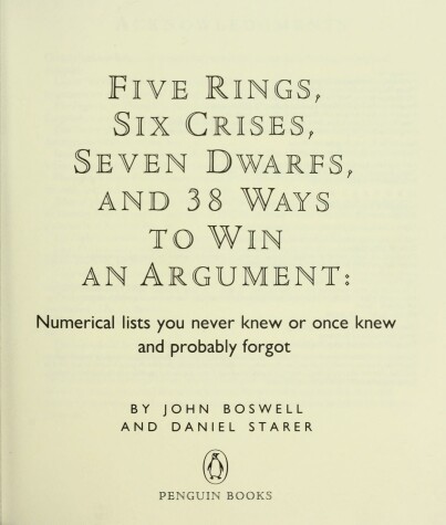 Cover of Five Rings,Six Crises,Seven Dwarfs And 38 Ways to Win an Argument