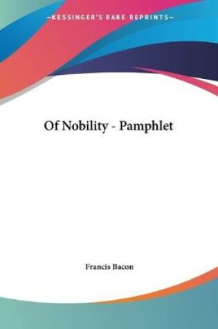 Cover of Of Nobility - Pamphlet