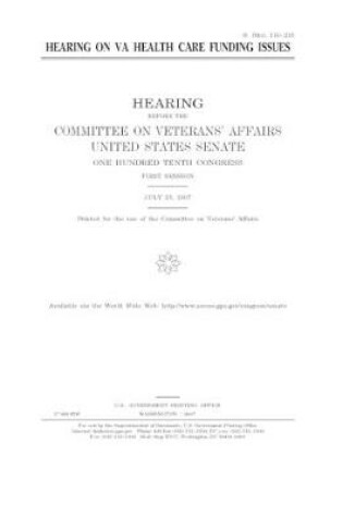 Cover of Hearing on VA health care funding issues