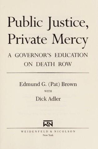 Cover of Public Justice, Private Mercy