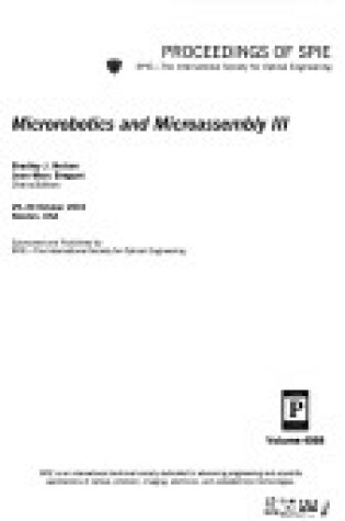 Cover of Microrobotics and Microassembly III