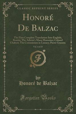 Book cover for Honore de Balzac, Vol. 4 of 25