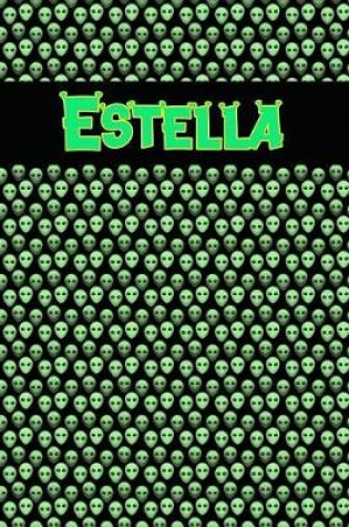 Cover of 120 Page Handwriting Practice Book with Green Alien Cover Estella