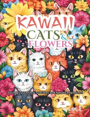 Book cover for Stress Relief Kawaii Cats and Flowers