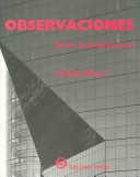 Book cover for Observaciones Sobre La Arquitectura