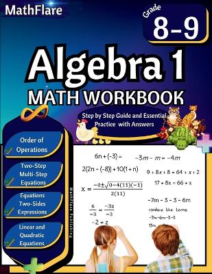 Book cover for Algebra 1 Workbook 8th and 9th Grade