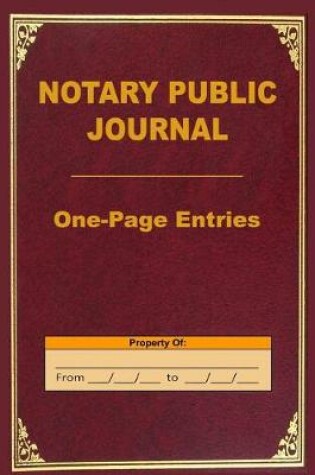 Cover of Notary Public Journal One-Page Entries