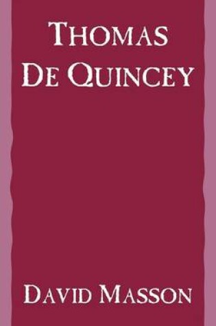 Cover of Thomas de Quincey