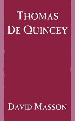 Book cover for Thomas de Quincey