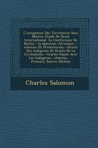 Cover of L'occupation Des Territories Sans Maitre