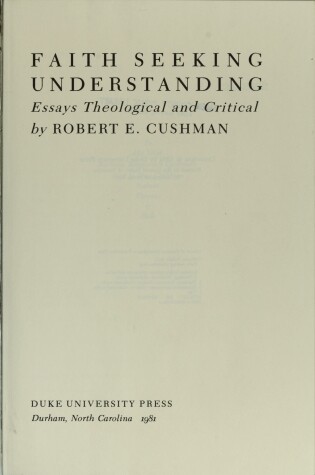 Cover of Faith Seeking Understanding