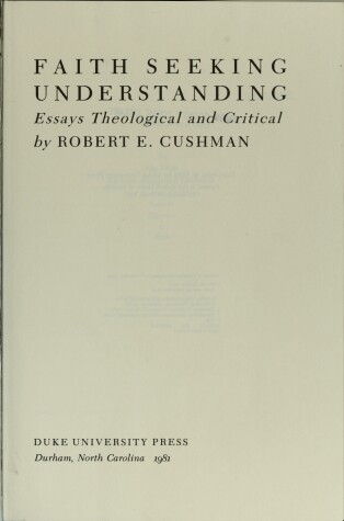 Cover of Faith Seeking Understanding