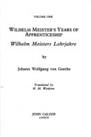 Cover of Wilhelm Meister