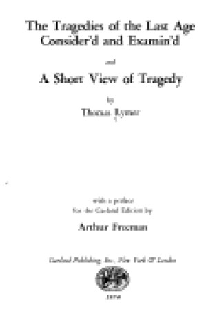 Cover of Tragedies Last Age