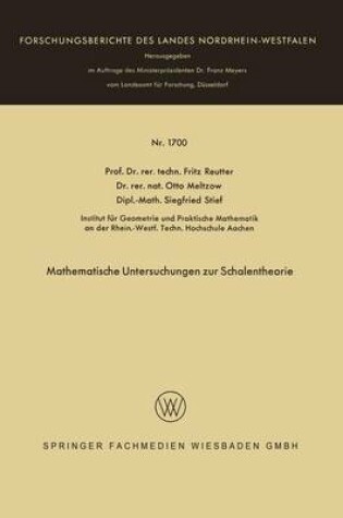 Cover of Mathematische Untersuchungen Zur Schalentheorie