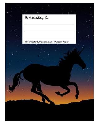 Book cover for Unicorn Graph Paper Workbook, Pegasus 5x5 Graph Ruled Paper, 8.5.X 11, 100 Sheets, 200 Pages