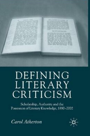 Cover of Defining Literary Criticism