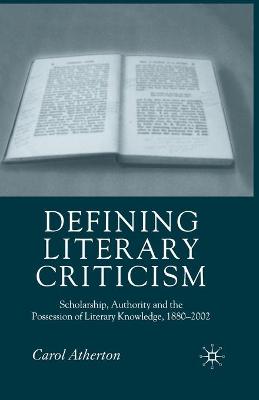 Book cover for Defining Literary Criticism