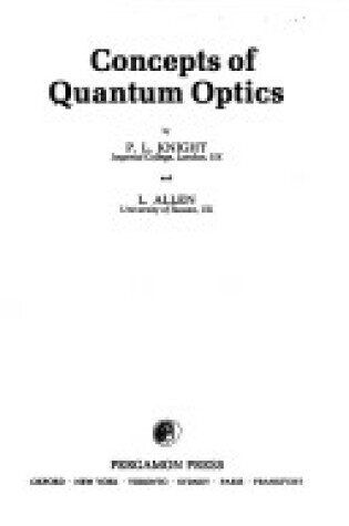 Cover of Concepts of Quantum Optics