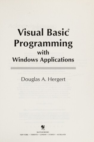 Cover of Visual BASIC Programming