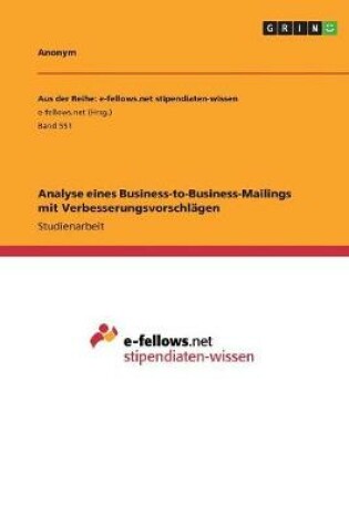 Cover of Analyse eines Business-to-Business-Mailings mit Verbesserungsvorschlägen