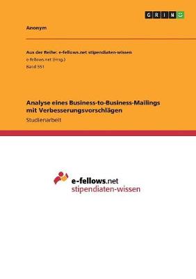 Book cover for Analyse eines Business-to-Business-Mailings mit Verbesserungsvorschlägen