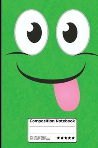 Cover of Funny Green Emoticon Stick Out Your Tongue Composition Notebook