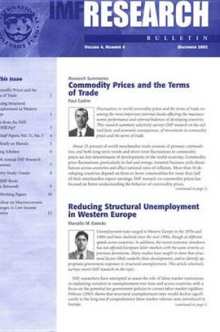 Cover of IMF Research Bulletin, December 2003