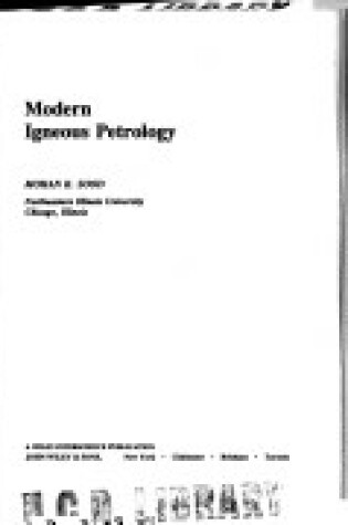 Cover of Modern Igneous Petrology