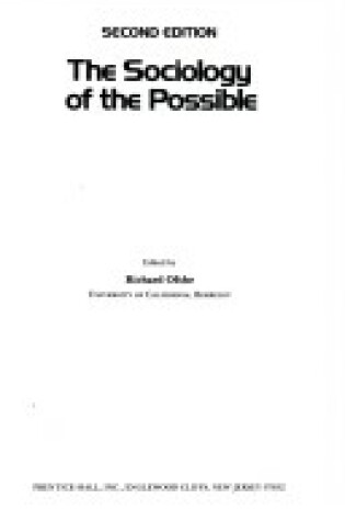 Cover of The Sociology of the Possible