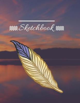 Book cover for Personalized Sketchbook, Sunset, Lake, Feather, 120 Pages, (8.5"x11")