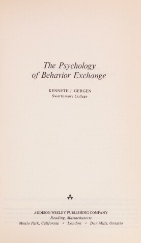 Book cover for Psychology of Behaviour Exchange